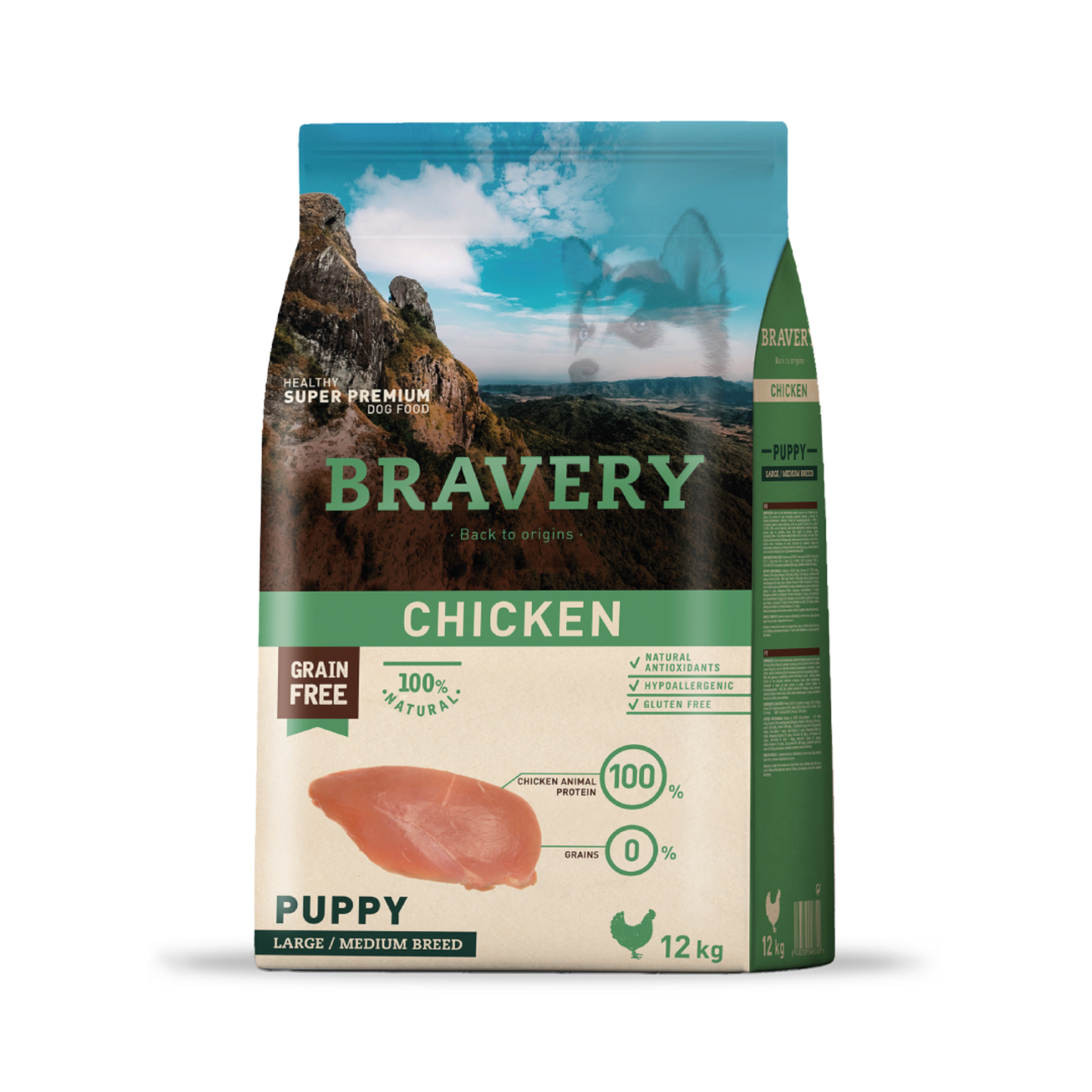 Bravery Chicken Puppy Large/Medium Breeds - Alimento Seco
