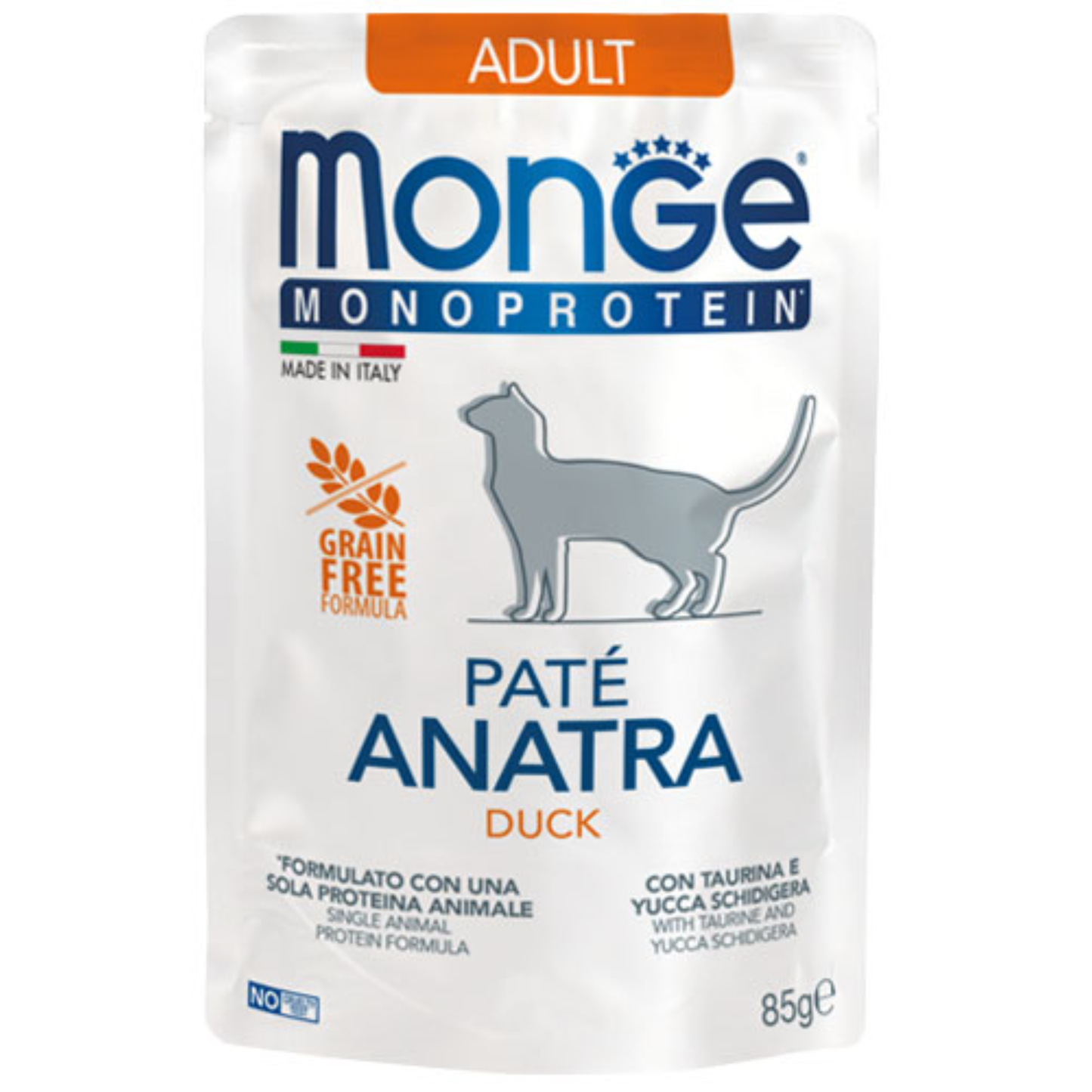Monge Monoprotein Adult Paté Pato- Gato - Adulto - Alimento Húmedo 85 Gr.