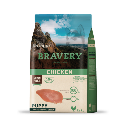 Bravery Chicken Puppy Large/Medium Breeds - Alimento Seco