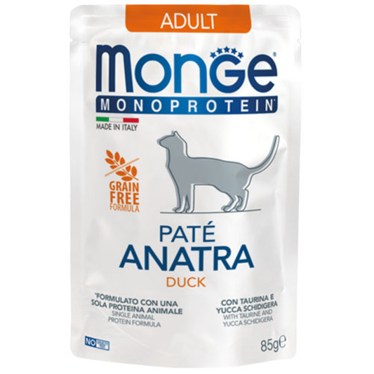 Monge Monoprotein Adult Paté Pato- Gato - Adulto - Alimento Húmedo 85 Gr.