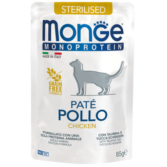 Monge Monoprotein Adult Esterilizado Paté Pollo - Gato - Adulto - Alimento Húmedo 85 Gr.