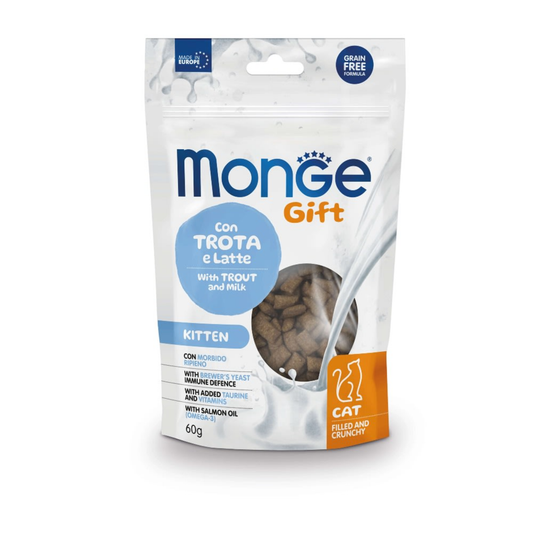 Monge Gift Filled and Crunchy Kitten Cat (Trucha+Leche) - Gatito - Snack 60 Gr.
