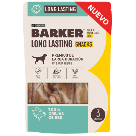 Barker Long Lasting Snacks - Orejas de Res (3 unidades) - Perro - Snack