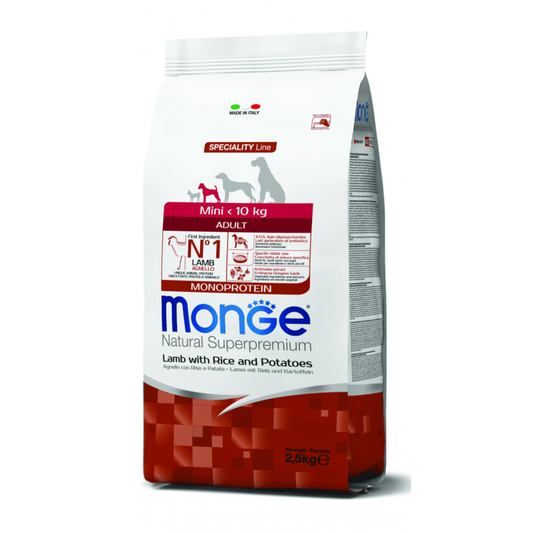 Monge Adult Mini Cordero, Arroz y Papa - Adulto - Raza Pequeña - Alimento Seco
