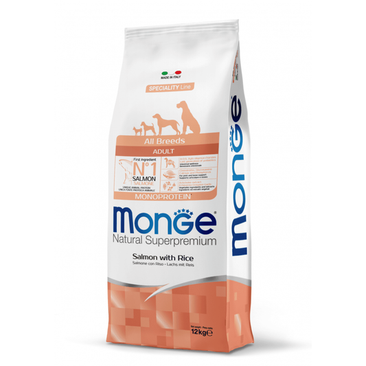 Monge Adult All Breeds Salmon y Arroz - Adulto - Todas Las Razas - Alimento Seco