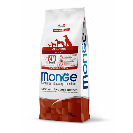 Monge Adult All Breeds Cordero, Arroz y Papa - Adulto - Todas Las Razas - Alimento Seco