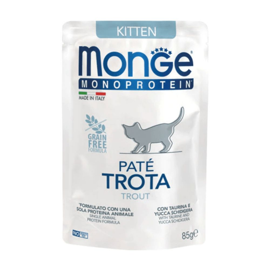 Monge Monoprotein Kitten Paté Trucha - Gatito - Alimento Húmedo 85 Gr.