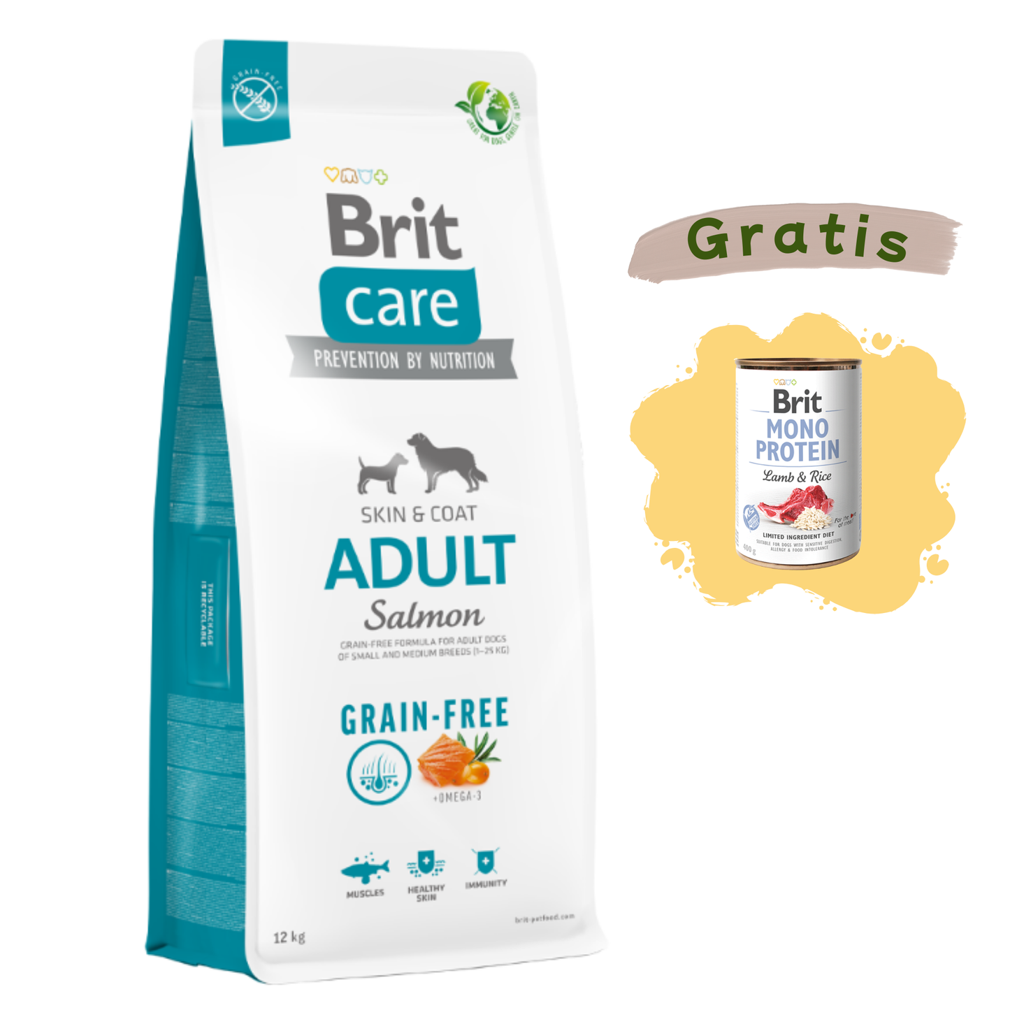 Brit Care Dog Grain-Free - Adulto - Salmón - Raza Pequeña y Mediana - 12 Kg.